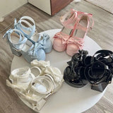 New Women Mary Janes High Heels Shoes Chunky Sandals Summer Fashion Retro Bow Lolita Shoes Party Platform Pumps