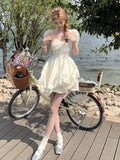 Summer Chiffion Elegant Midi Dress Women Kawaii Clothing Short Sleeve Beach Style Party Dress Office Lady pink dress