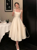 Summer New Women Fashion Elegant Prom Midi Dresses Vintage Princess Female Evening Party A Line Clothes Vestdios