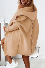 Pbong - Khaki Street Solid Asymmetrical Solid Color Hooded Collar Tops