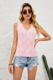 Openwork V-Neck Knit Top