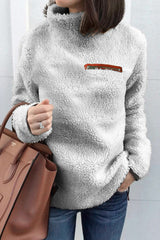 Pbong - Grey Casual Solid Patchwork Turtleneck Tops