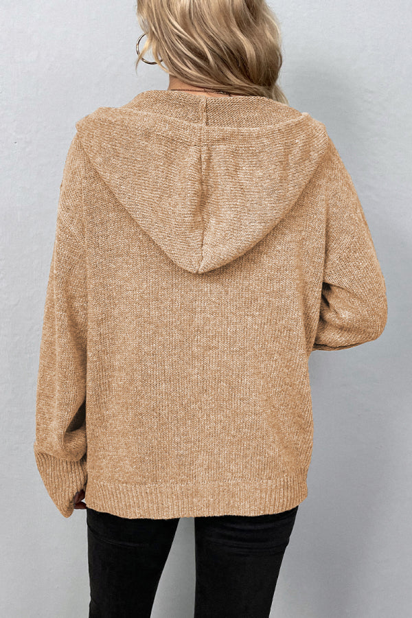 Pbong - Caramel Colour Casual Solid Buttons Hooded Collar Tops