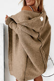 Pbong - Khaki Street Solid Asymmetrical Solid Color Hooded Collar Tops