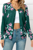 Floral Button Front Round Neck Cardigan