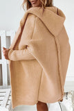 Pbong - Khaki Street Solid Asymmetrical Solid Color Hooded Collar Tops