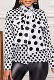 Pbong - White Casual Dot Print Turtleneck Tops