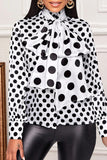 Pbong - White Casual Dot Print Turtleneck Tops