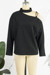Pbong - White Casual Solid Patchwork Turtleneck Tops