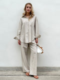 design Women Summer Casual Cotton Linen Blouse Pants Clothing sets Women Two pcs sets