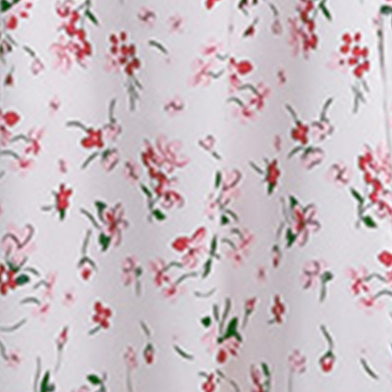 Floral Print Backless Midi Dress Women  Sleeve Lantern Sleeve High Split Lady Elegant Square Collar Casual Long Dress