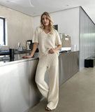 Women Fashion Summer  Knit Top Pants 2 pcs Sets Summer Sets Female Clothing sets