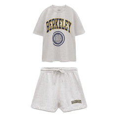 Zach AiIsa spring new age-reducing all-match sports style letter embroidery T-shirt + elastic high waist sports casual pants