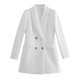spring new women's clothing all-match long double-breasted blazer
