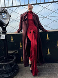 Articat High Neck Long Sleeve Bodycon Dress For Women Tight Elastic Lace Up Maxi Long Dress Autumn New Party Club Vestidos