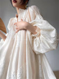 Embroidered Dress Women Autumn  New Fashion Elegant Female Vestido French Vintage Clothes Evening Party Korean White Dresses