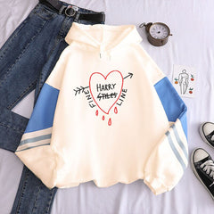 New contrast color pullover thick loose women's hoodie clothes fleece Harajuku top letter printing sweatshirt ladies
