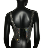 Pbong  mid size graduation outfit romantic style teen swag clean girl ideas 90s latina aesthetic freaknik tomboy swaggy going out  Glitter Nightclub Backless Rhinestone Tank Top Women Sexy Metal Crystal Diamonds Sequined Night Club Party Wear Crop Top
