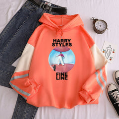 New contrast color pullover thick loose women's hoodie clothes fleece Harajuku top letter printing sweatshirt ladies
