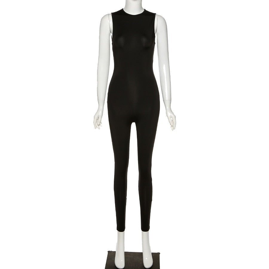 Summer Solid Basic Black White Jumpsuit Overalls Women's Clothing Street Casual Activity Wear Fitness Outfit Female