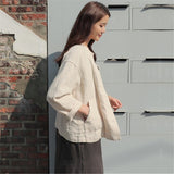 New Summer Fall Women's Jacket Fashionable Casual Loose Pockets Outerwear Short Cotton and Linen Tops JK8109