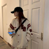 Jacket Women Jackets Oversized Baseball Punk Clothes Autumn/winter New Clothes Korean Students Thickened Plus Velvet Sweatshirt