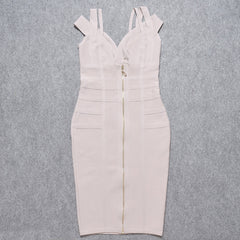 Pbong mid size graduation outfit romantic style teen swag clean girl ideas 90s latina aesthetic Hot Sexy V Neck Green HL Bandage Dress Double Strap Party Club Elastic White Red Bodycon Vestido XL China