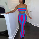Women Striped 2 piece set Women Outfits Crop Top Pants two pieces sets Summer Clothes for Female Sexy women's suit