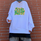 New graffiti print big pocket hoodie ladies streetwear men/women oversized trend couple tops sweatshirts