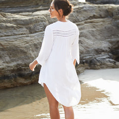 Beach Cover up  White Tunic Woman Bikini Cover-ups Bathing Suit Women Beachwear Swimsuit Cover up Sarong pareo plage Pbong mid size graduation outfit romantic style teen swag clean girl ideas 90s latina aesthetic