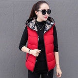 Camouflage Vest NEW Short Loose Waistcoat Down Cotton Jacket Outside Wear Autumn Winter Double-sided Thick Hooded Vest Women