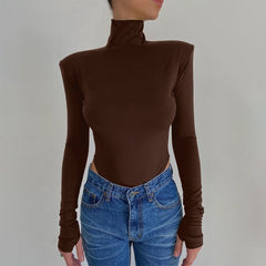 Sexy Backless Bodysuits Turtleneck Elegant Club Party Women&#39;s Tops One Piece Outfit High Waist Bodysuit Rompers