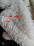 Lamb Wool Shiny Down Jacket Women mid-length  new Winter Black Thick Duck Down Fur Coat