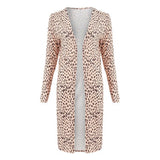 Spring Autumn Casual Women's Long Cardigan Jacket European and American Long Fashion Striped Camouflage Print  Casual Jacket