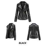 Autumn Winter Black Faux Leather Jackets Women Long Sleeve Plus Size Zipper Basic Coat Turn-down Collar Motor Biker Jacket