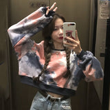 women Sweatshirt dyeing Fashion harajuku plus size Hoodies oversize loose korean Print tops Pullovers Streetwear Women Clothes