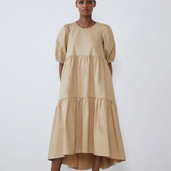 Pbong  mid size graduation outfit romantic style teen swag clean girl ideas 90s latina aestheticFandy Lokar Solid O Neck Dresses Women Fashion Asymmetrical Dress Women Elegant Poplin Dresses Female Ladies HW