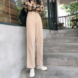 Loose Corduroy Pants Women Spring Wide Leg High Waist Trousers Autumn Casual Long Pants Harajuku Streetwear Beige Trousers