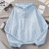 Korean Streetwear Sweatshirt Men Women Casual Pullover Hip Hop Long Sleeve Smile Sad Face Line Print Hoodies Sportswear Tops