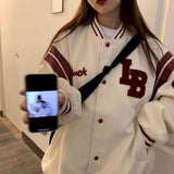 Jacket Women Jackets Oversized Baseball Punk Clothes Autumn/winter New Clothes Korean Students Thickened Plus Velvet Sweatshirt