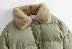 Winter Jacket Women Slim Cotton padded coat Fashion Fur collar Casual Parkas Single breasted Coats Female Thick Warm Overcoat