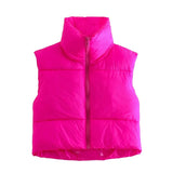 Spring Casual Woman Black Loose Short Vest Female Fashion Oversized  Solid Color Tank Ladies Basic Warm Sleeveless Jacket
