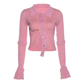 Fashion Sweet Style Knitted Cardigan Flared Sleeves Solid Color Sweater Coat For Women Casual Out Daily Commuting Wear