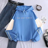 New contrast color pullover thick loose women's hoodie clothes fleece Harajuku top letter printing sweatshirt ladies