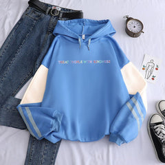 New contrast color pullover thick loose women's hoodie clothes fleece Harajuku top letter printing sweatshirt ladies