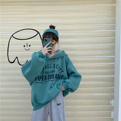 6 colors Plus size casual Harajuku Korean Style Hoodies Women New Simple sweatshirt Hooded Velvet Chic Loose Oversize Streetwear