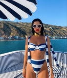 Sexy Bikini Set Stripe Swimsuit Bandeau Swimwear Women Bow Bather Suit Strappy Beachwear High Waist Biquini female Pbong mid size graduation outfit romantic style teen swag clean girl ideas 90s latina aesthetic Pbong mid size graduation outfit