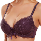 Push Up Padded Bras for Women Lace Plus Size Bra Add Two Cup Gather Together Underwire Brassiere B C Cup 38 40 42 44
