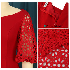 Pbong mid size graduation outfit romantic style teen swag clean girl ideas 90s latina aestheticWomen Red Dress Off Shoulder Lace Hollow Out Patchwork A Line Pleat Elegant Party Large Size Lady Female Homecoming Robes Gowns