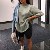 New Casual Solid Women's Two Piece Suit with Belt Solid Color Home Loose Sports Fashion Leisure Suit Summer Clothing